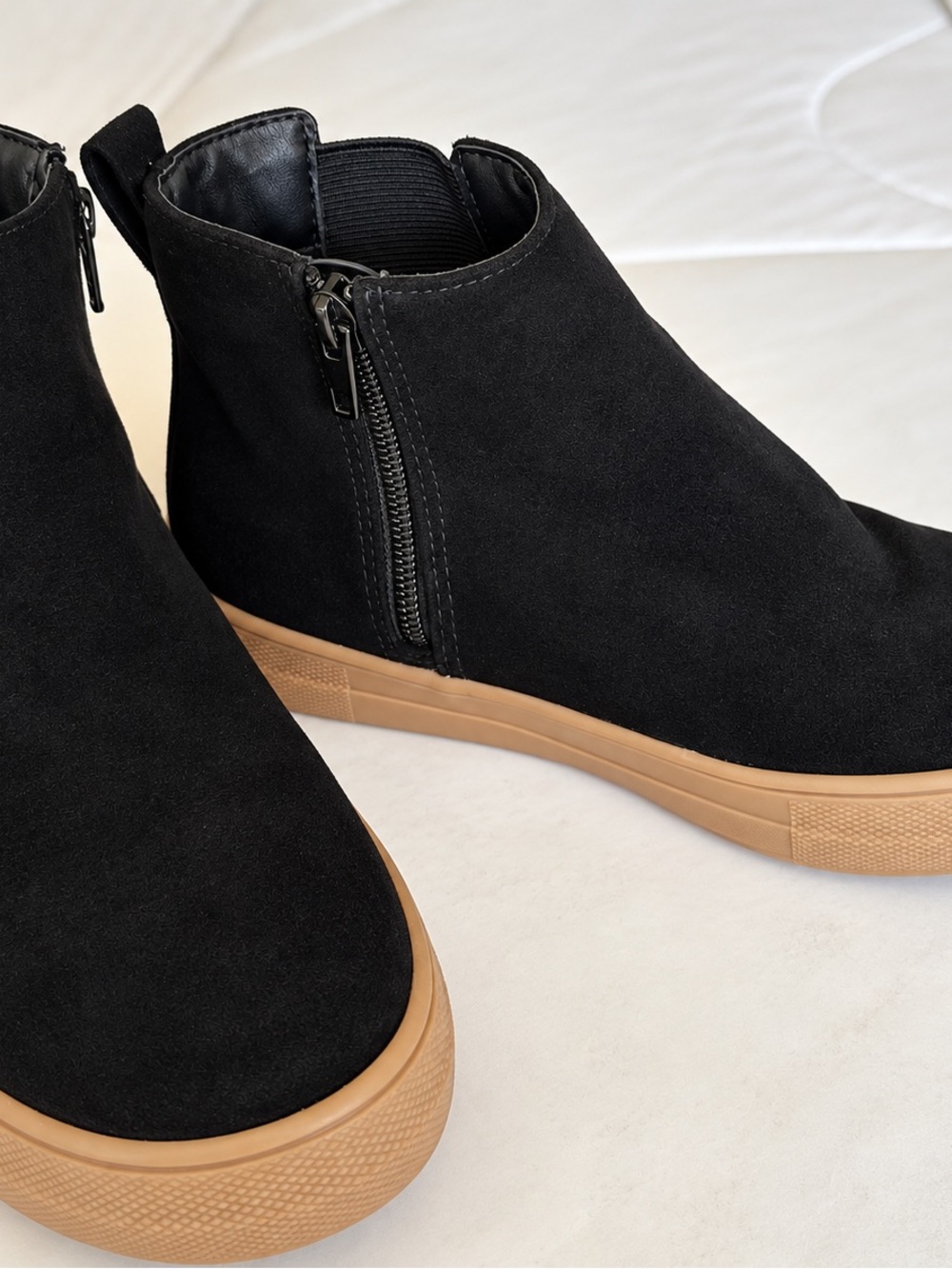 GAP Kids Black Suede-Look Boots with Gum Sole